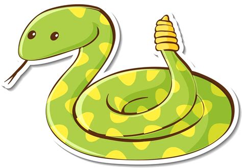 Personaje De Dibujos Animados De La Etiqueta Engomada De La Serpiente