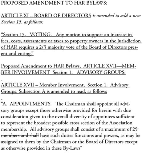 2012 Proposed Bylaw Changes | HARConnect.com