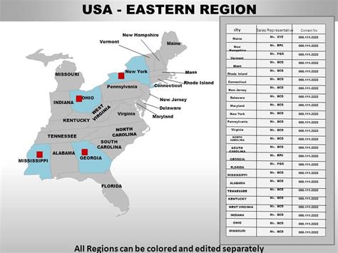 USA Eastern Region Country Powerpoint Maps | PowerPoint Shapes | PowerPoint Slide Deck Template ...