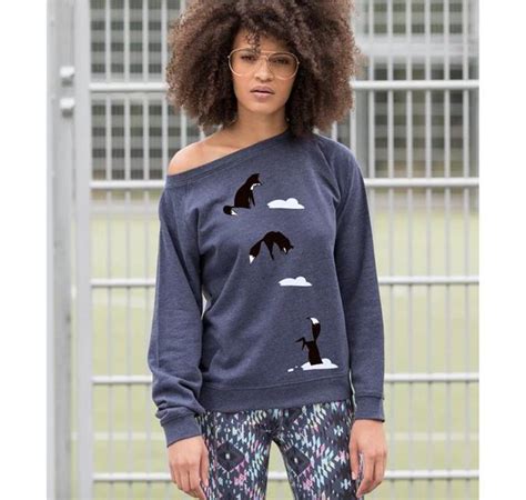 Jumping Fox Jumper Navy Marl In 2020 Off Shoulder Fashion Jumpers