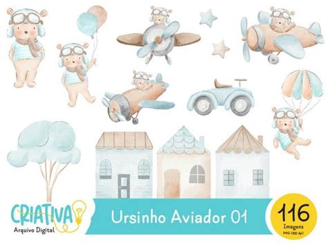 Kit Digital Ursinho Aviador Ursinho Aviador Urso Festa De