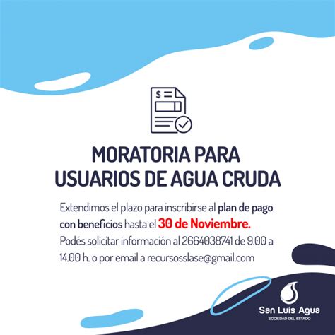 Ansl San Luis Agua Extendi La Moratoria Para Usuarios De Agua Cruda