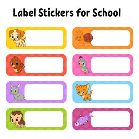 Bright Stickers School Name Label Rectangular Label Color Vector