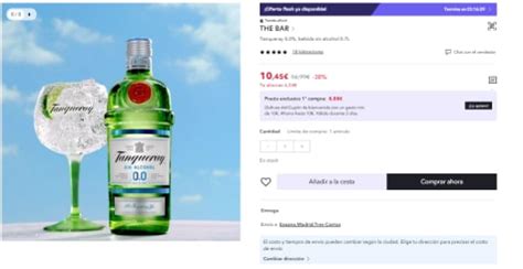 Botella De Tanqueray 0 0 Bebida Sin Alcohol 0 7L Por 6 27