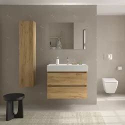 Mobile Bagno Sospeso Cm Rovere Africa Con Top Lavabo E Specchio Anami