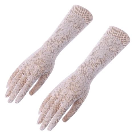 Sexy Transparent Lace Elastic Gloves Bride Sleeve Gloves Mesh Liturgy