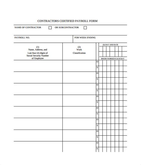 Certified Payroll Report Template