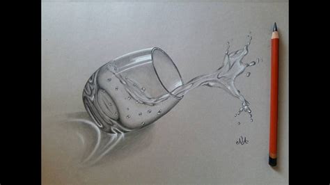 Water Glass Sketch In 3d Youtube Water Droplets Art Water Glass Pencil Shading