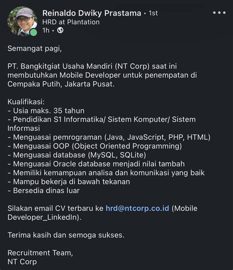 Pamungkas Adiputra On Twitter Lokerpam Pt Bangkitgiat Usaha