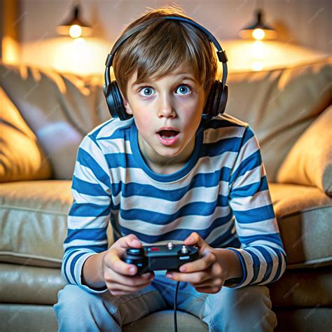 Video Game Addiction Illustration of a Boy Hooked | Premium AI