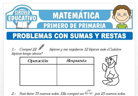 Problemas De Sumas Y Restas Problemas Para Primero Suma NBKomputer