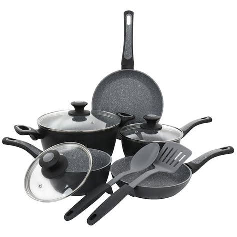 Oster 10 Piece Non Stick Aluminum Cookware Set In Black And Grey