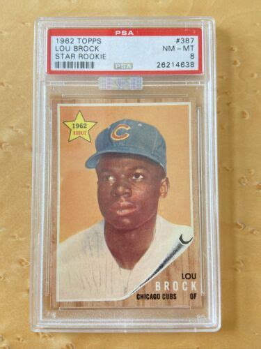 1962 Topps Lou Brock PSA 8 NM MT Star Rookie Card RC 387 Silver