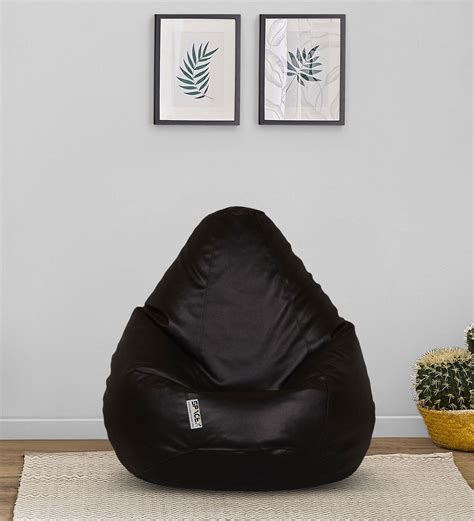 Buy Elega Xxxl Leatherette Bean Bag With Beans In Black Colour At