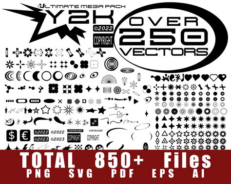 Y2K Aesthetic Vector Icons Bundle Over 250 Vectors for - Etsy