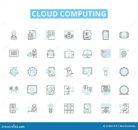 Cloud Computing Linear Icons Set Storage Computing Virtualization