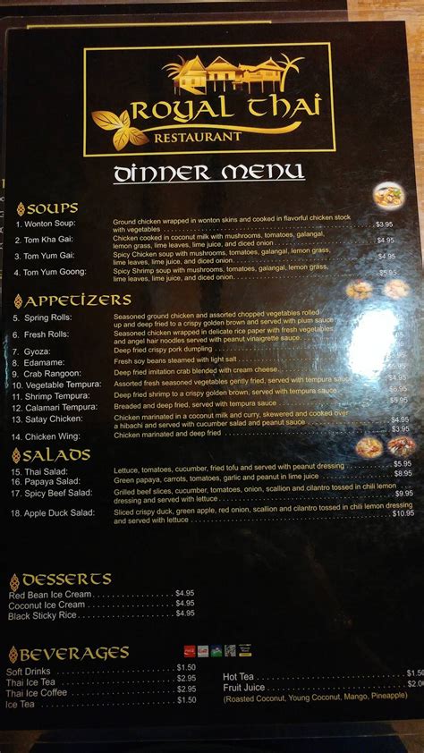 Menu At Royal Thai Restaurant Heath