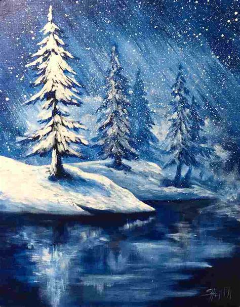 Easy Winter Canvas Painting Ideas For Beginners Acrylic Painting