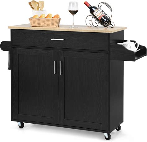 Amazon Yaheetech Kitchen Island On Wheels With Storage Cabinet