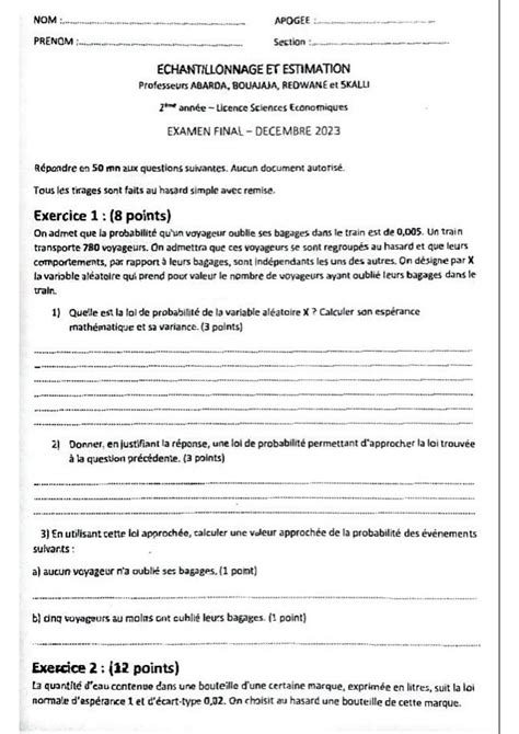 Solution Corrig Examen Chantillonnage Normal Studypool