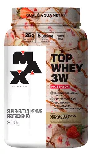 Top Whey 3w Mais Sabor Pote 900g Max Titanium Sabor Chocolate Branco