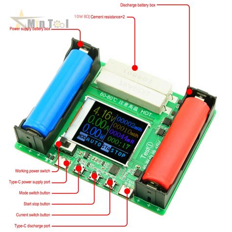 Wyświetlacz LCD typu C Tester pojemności baterii MAh MWh bateria litowa