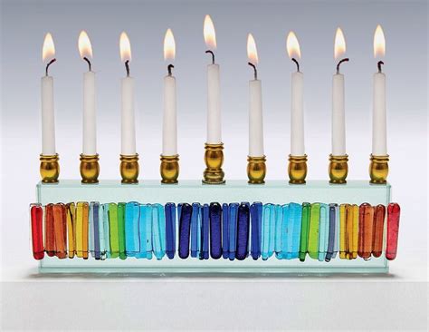 Rainbow Icicle Menorah Alicia Kelemen Beatriz Kelemen Art Glass Menorah Artful Home