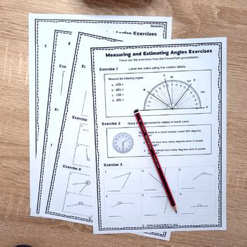 Measuring And Estimating Angles Review With Worksheet TPT