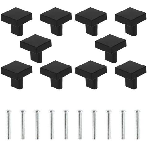 Lot de 10 Boutons de Porte Noir Boutons d armoire Carrée en Laiton