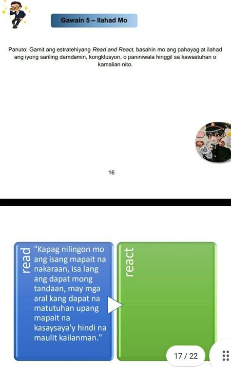 Panuto Gamit Ang Estratehiyang Read And React Basahin Mo Ang Pahayag