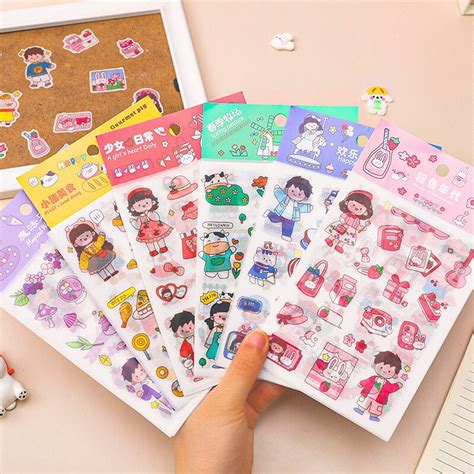 Set 4 Tấm Sticker Xinh Dễ Thương Hình Dán Cute Stickers Trang Trí Sổ