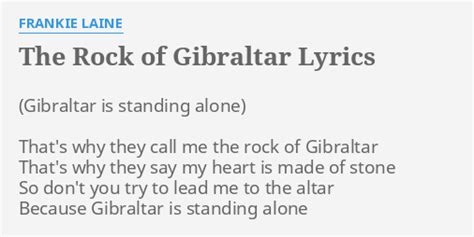 THE ROCK OF GIBRALTAR LYRICS By FRANKIE LAINE That S Why They Call