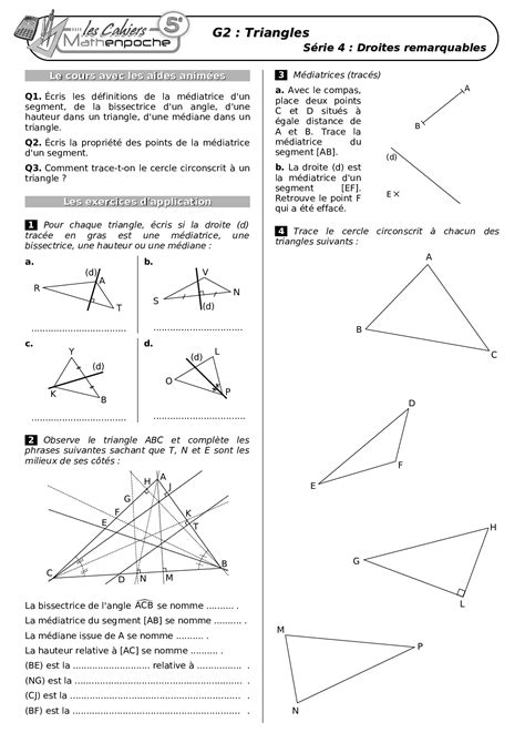 Droites Remarquables Dun Triangle Exercices FR AlloSchool