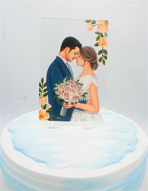 World Cake Topper Custom Portrait Wedding Cake Topper Bride Groom