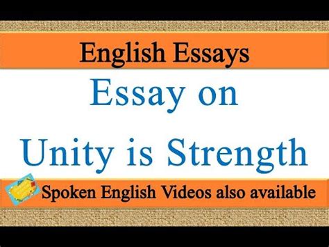 Write An Essay On Unity Is Strength In English Essay Writing On Unity