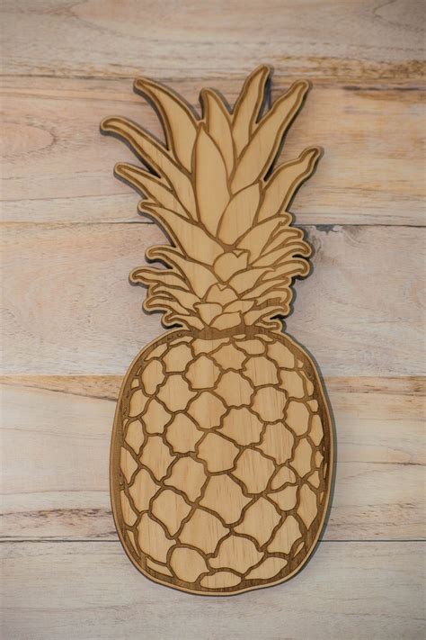 Wooden Pineapple Wall Art Wooden Home Decor Engraved Wood Etsy