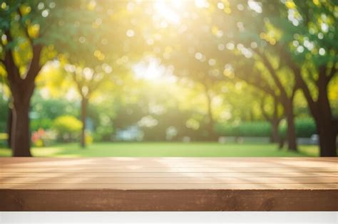 Premium Photo Empty Wooden Table Top And Abstract Blurred Light Bokeh