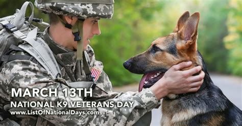 NATIONAL K9 VETERAN'S DAY - List Of National Days