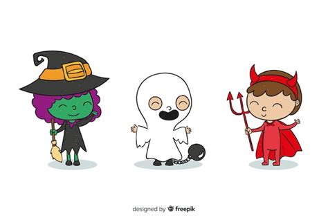 Niños disfrazados de monstruos para halloween Vector Gratis