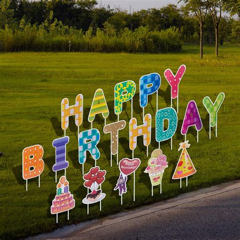 Buy AJY Colorful 18 Packs Happy Birthday Letter Yard Signs With 36