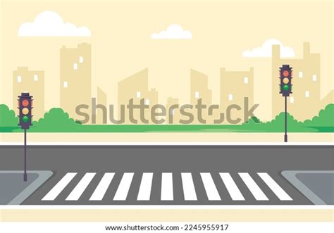 Carreteras urbanas con semáforos en primera vector de stock libre de