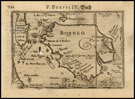 Old Borneo Map By Benjamin Wright In 1601 Artefak Seni Indonesia