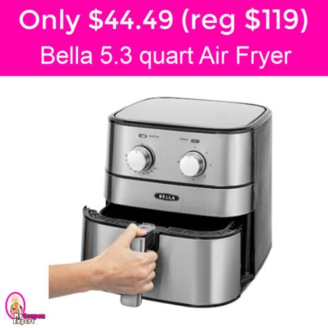 Only $44.49 (reg $119.99) Bella 5.3 Quart Air Fryer!