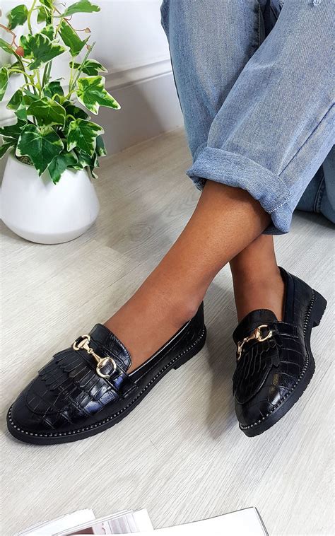 Radley Faux Leather Loafer Flats in Black | ikrush