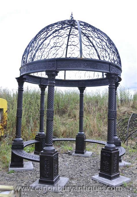 Large Victorian Cast Iron Gazebo Architectural Garden Seat Dome Canopy