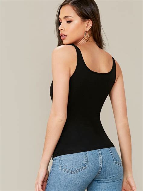 Shein Essnce Solid Form Fitting Tank Top Shein Uk