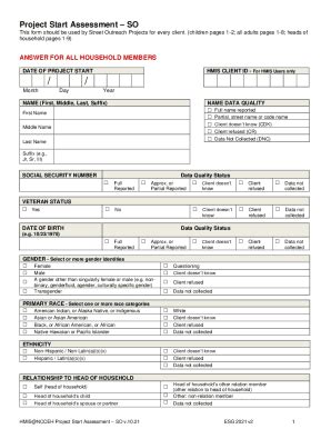 Fillable Online Hmis Data Collection Template Project Entry Fax Email