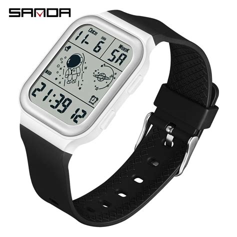 Sanda Reloj Cuadrado Para Hombre Cron Grafo Multifunci N Con Pantalla