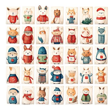 Christmas Advent Calendar With Cute Christmas Characters Cute