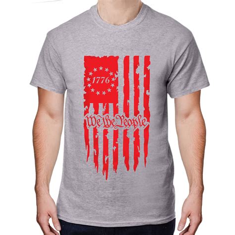 Greenyef Graphics We The People 1776 Distressed American USA Flag Men S